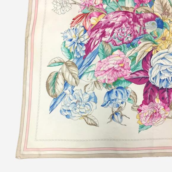 Christian Dior Flower Pattern Multicolor 100% Silk Scarf - Picture 3 of 8